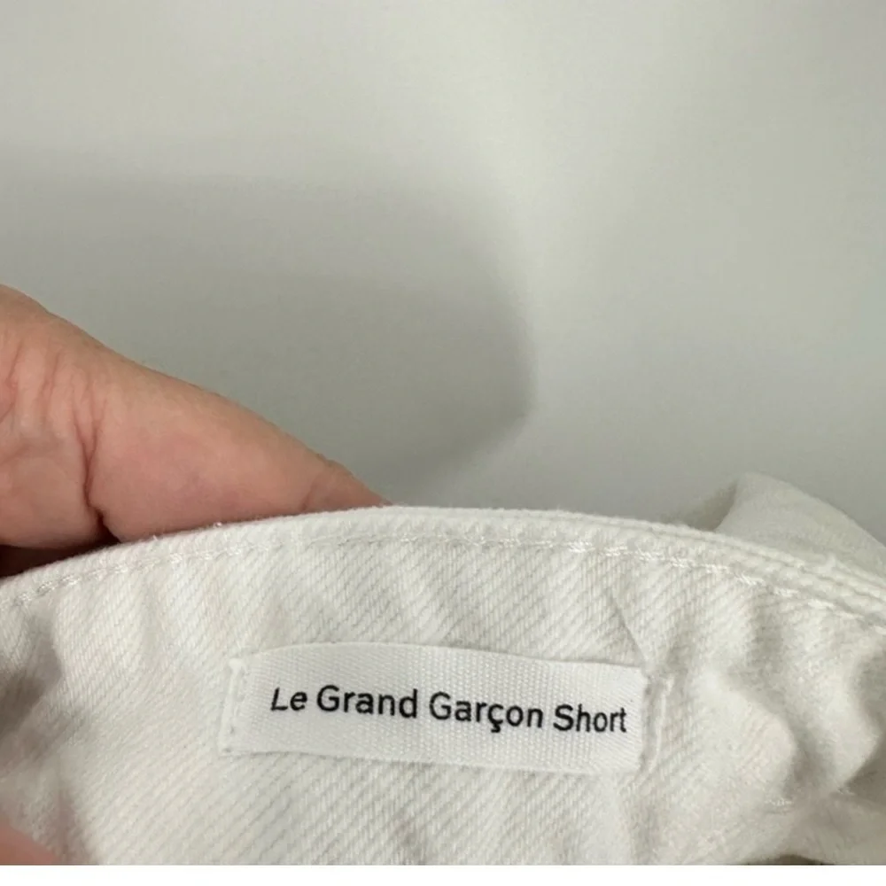FRAME Le Grand Garçon White High Rise Denim Shorts Raw‎ Hem Size 32 NWOT